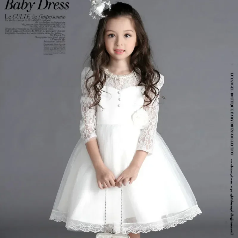 Princess Girls Lace Flower Wedding Party Dresses Children Kids Elegant Ball Gown Dress Vestidos Baby Christmas Children Clothing