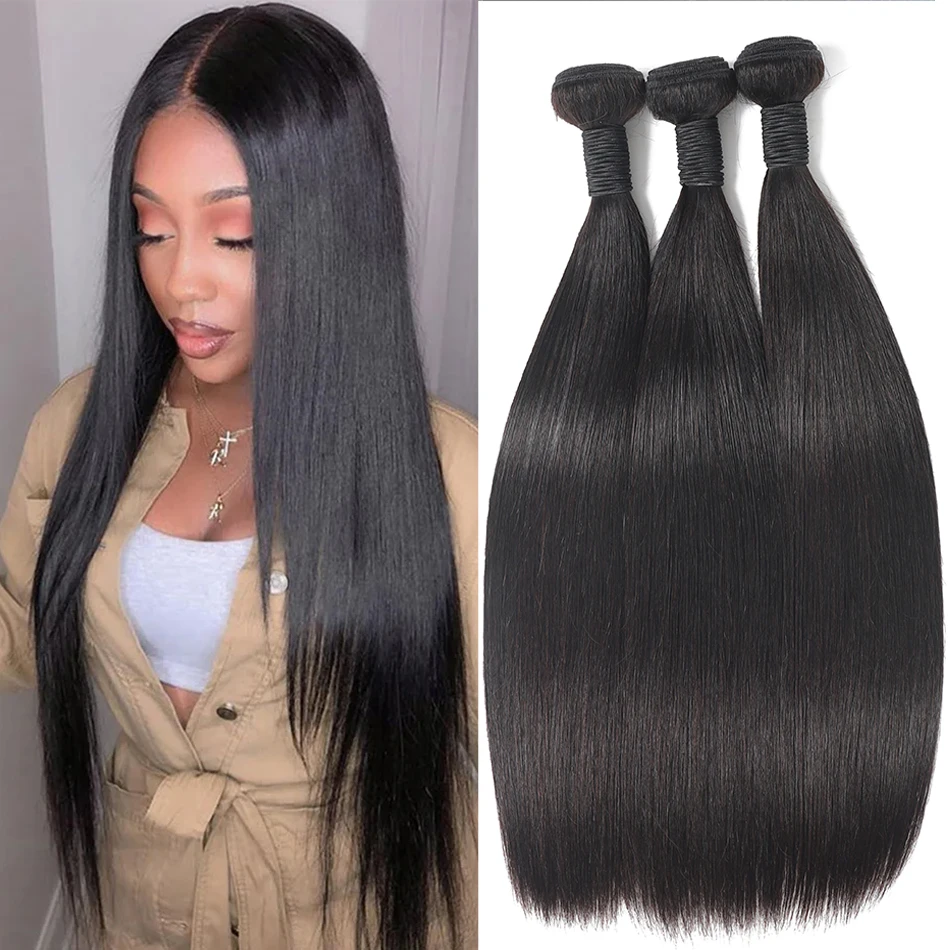 Straight 100% Bundles deal Brazilian Human hair 2 3 4 Bundles Raw Hair Extensions Natural Color Remy Raw For women