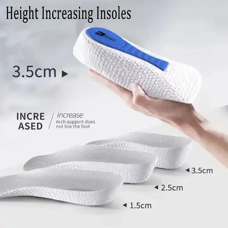 Height Increase Insoles Memory Foam Arch Support for Men Women Shoe Flat Feet Orthopedic Insole Sneakers Heel Lift Care Soft Pad