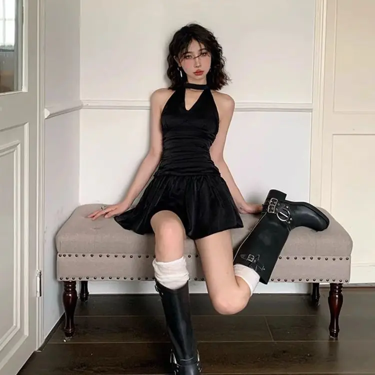 Dresses Women Velvet Ruched Bodycon Midi Skirt Winter Date Romantic Warm British Classic Refined Graceful Mature Plush Look