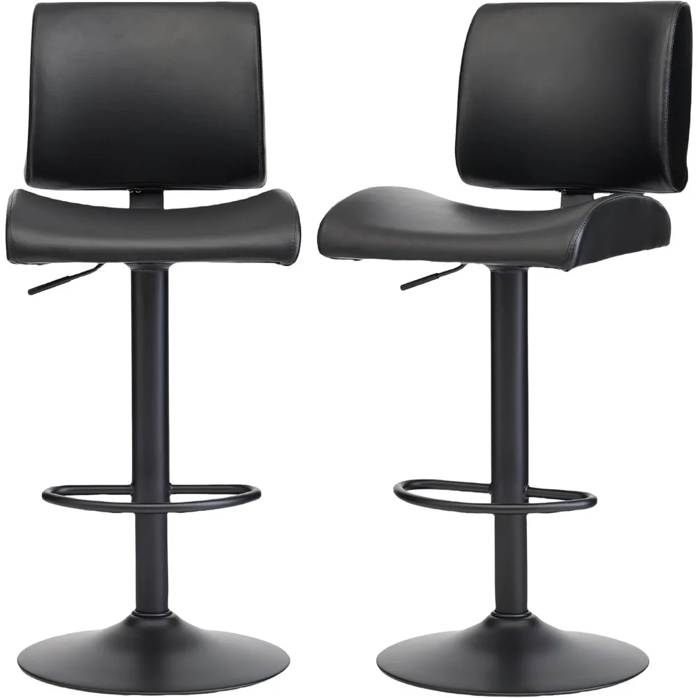 

Bar Stools Set of 2, Black Swivel Bar Stools with Backs, Faux Leather Adjustable Bar Stools 25"-34" Height, Modern Counter Heigh