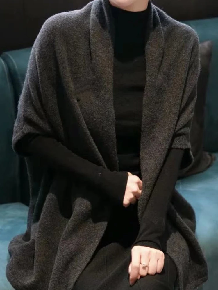 

Laid-ba Knitwear Woolen Casual Commute Anti-aging Women's Top Slimming Versatile Cardigan Pure Color Korean Sle Loose Fit