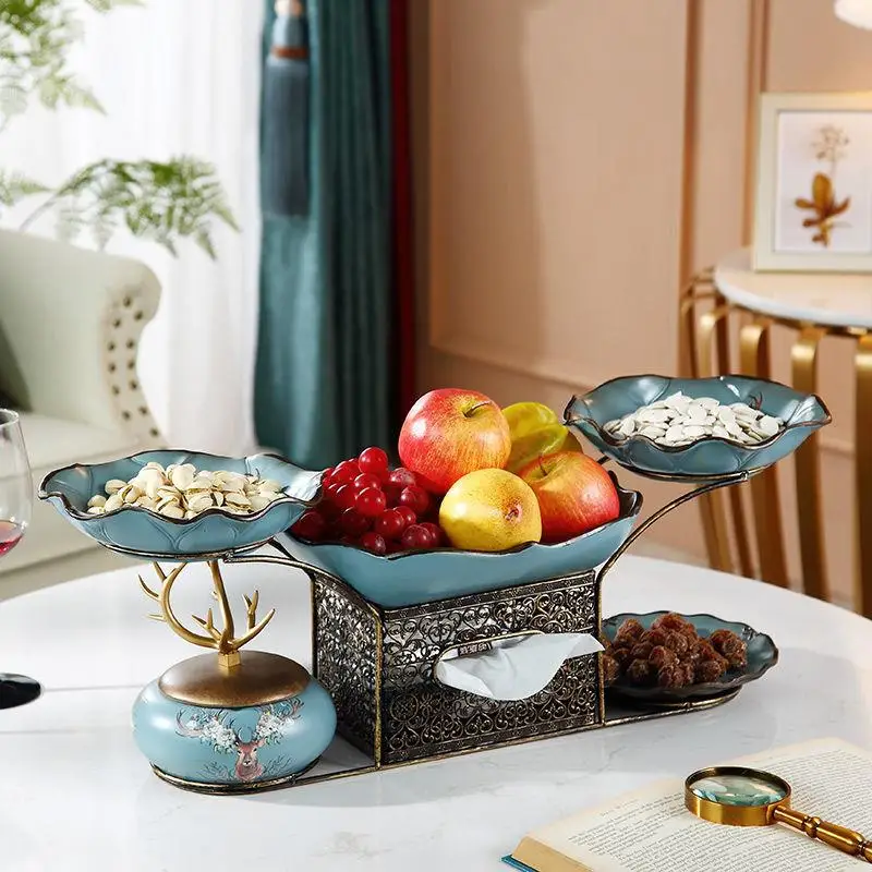 

European-style creative dried fruit plate, home living room tea table, food, melon seed plate, multi-functional pumping tissue b