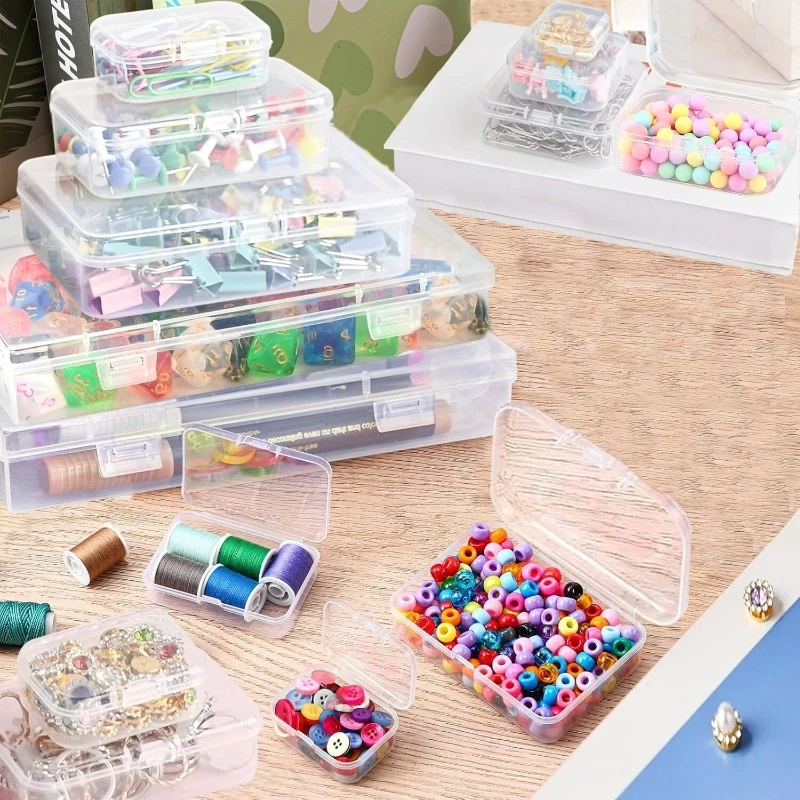 

24Pcs Clear Plastic Small Storage Containers Square Bead Boxes for Beads Jewelry Crafts Board Game Pieces Organizer Wholesale