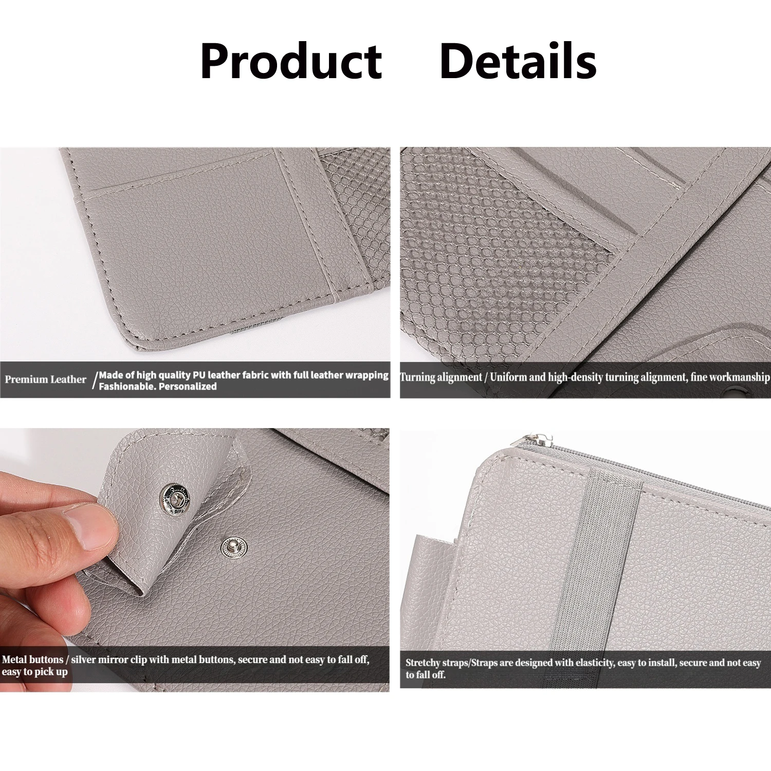 حقيبة تخزين ظلة من جلد البولي يوريثان، متعددة الجيوب، سحاب شبكي للسيارة، حاجب من الشمس، حامل نظارات شمسية لإكسسوارات السيارات الداخلية