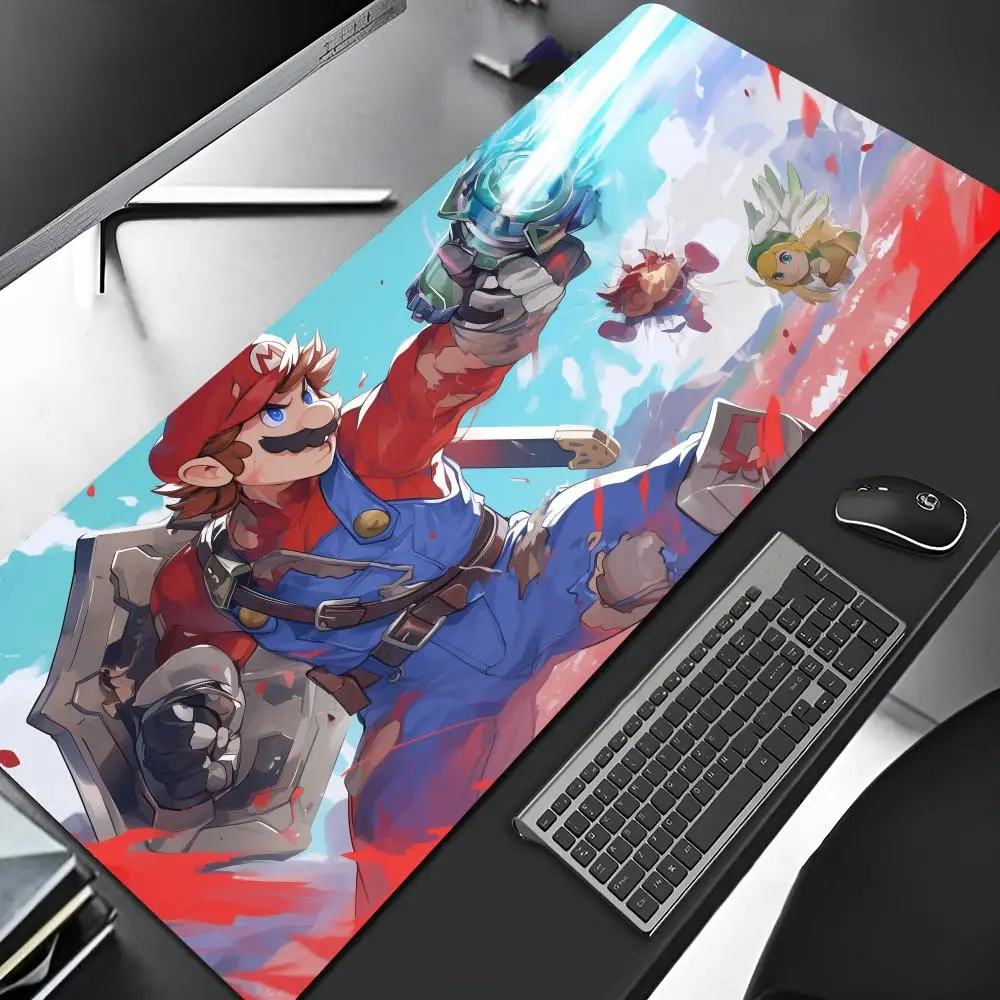 Alfombrilla de ratón M-MarioES de película de Anime, alfombrilla de ratón grande con bloqueo para juegos Xxl, alfombrilla de goma grande para ordenador Gamer, alfombrilla de escritorio para ordenador portátil