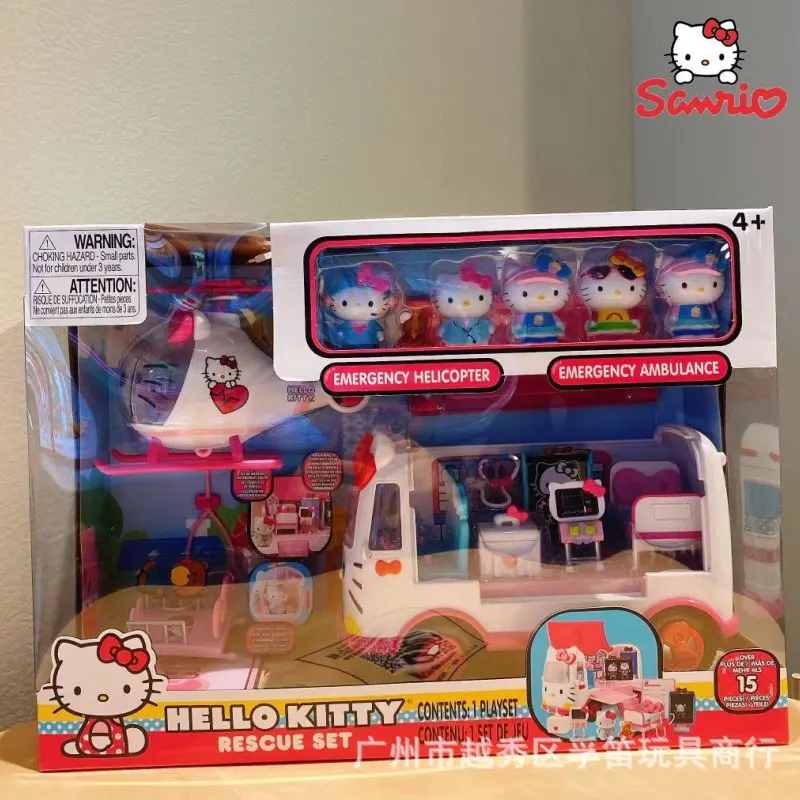 Hello Kitty Peripheral Toys Children's Pretend Play Simulation Rescue Airplane Ambulance Educational House Role Play Kids Gifts