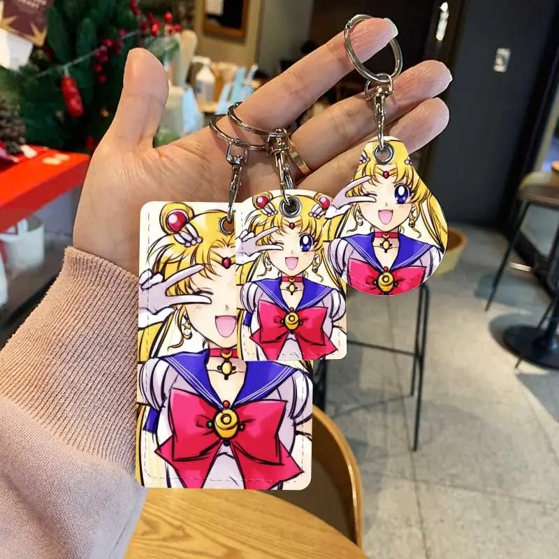 Sailor Moon Cartoon Keychain Mini Sensory Community Access Card Protection Cover Cute Water Drop Set Rectangular Soft Shell Gift