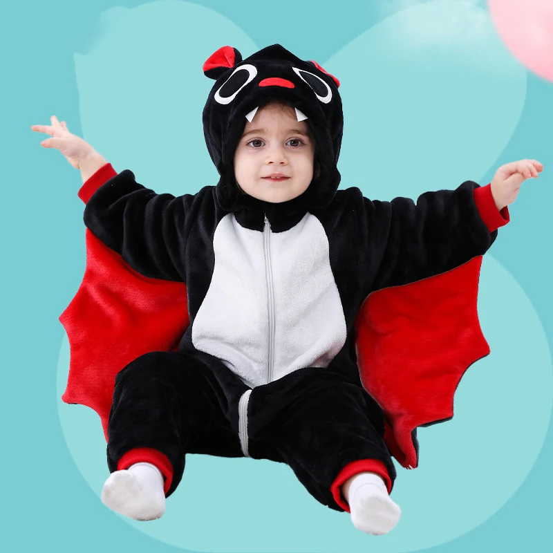 2024 New Cartoon Bat Cosplay Costume Boy Girls Toddler Animal Jumpsuit Baby Romper Infant Clothes Pyjamas  Kigurumis Ropa Bebe