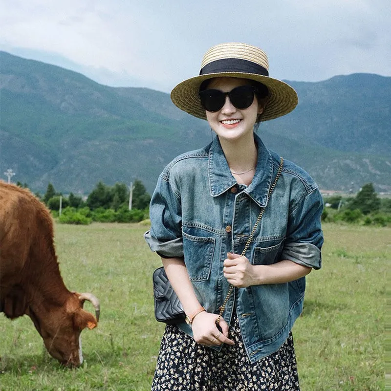 

Denim Coats Woman Long Womens Spring Short Oversized Ribbed Pleated School Lovely Patchwork Minimalism Layered Urban Fitted Chic