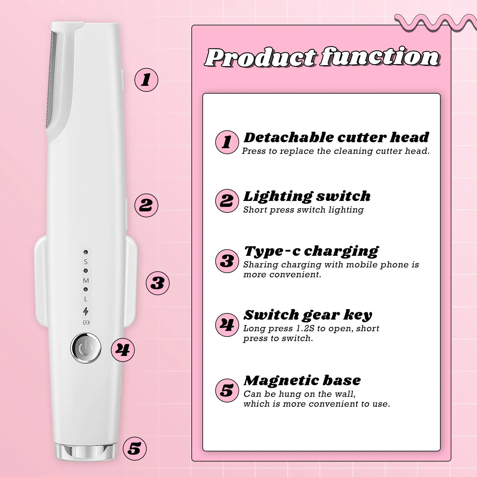 Epilatore ricaricabile per tagliacapelli viso, orecchie e naso, ideale per viaggi e uso domestico