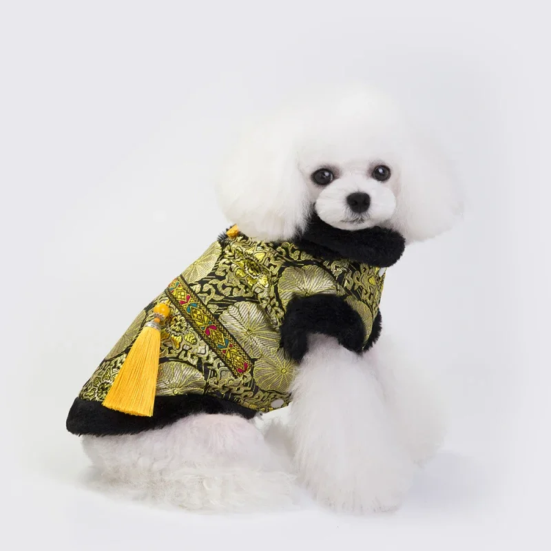 Chinese New Year Dog Costume Pet Clothes Outfit Tang Suit Cat Chihuahua Yorkie Poodle Bichon Schnauzer Dog Clothing Puppy Coat