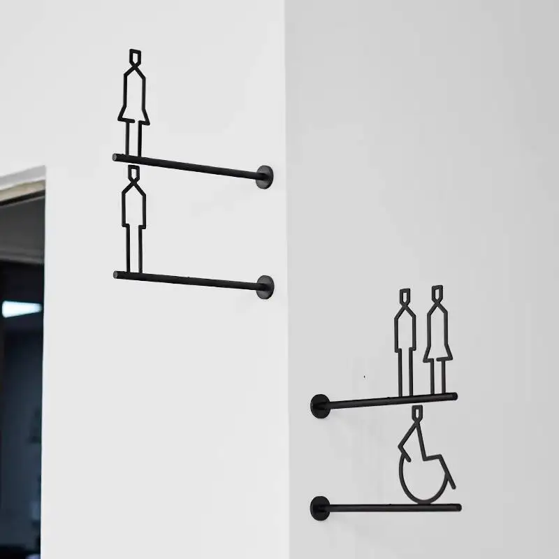 Creative Unisex Restroom Signage 3D Indicator Sign Public Toilet Side Hanging Metal Door Sign