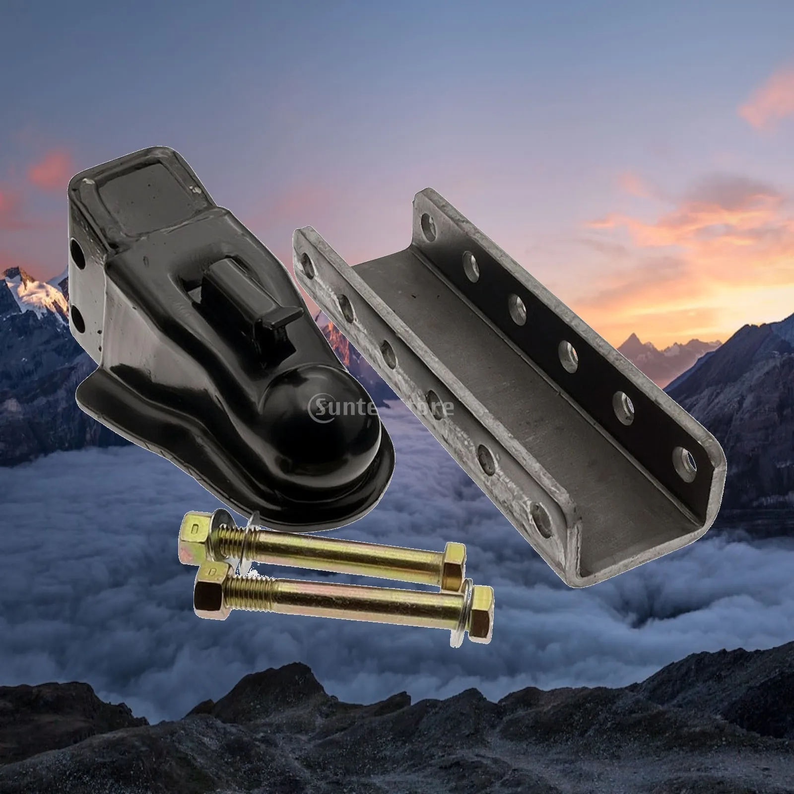 Heavy Duty Trailer Coupler for 2 5/16 Ball Steel Connector with Adjustable Height Mounting Plate Pre Drilled Holes 14000 Lb
