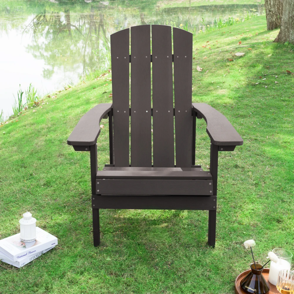 Folding Adirondack Chair Ergonomic Weather Resistant Patio Firepit Chairs Modern Accent Outdoor Leisure Chairs For Backyard