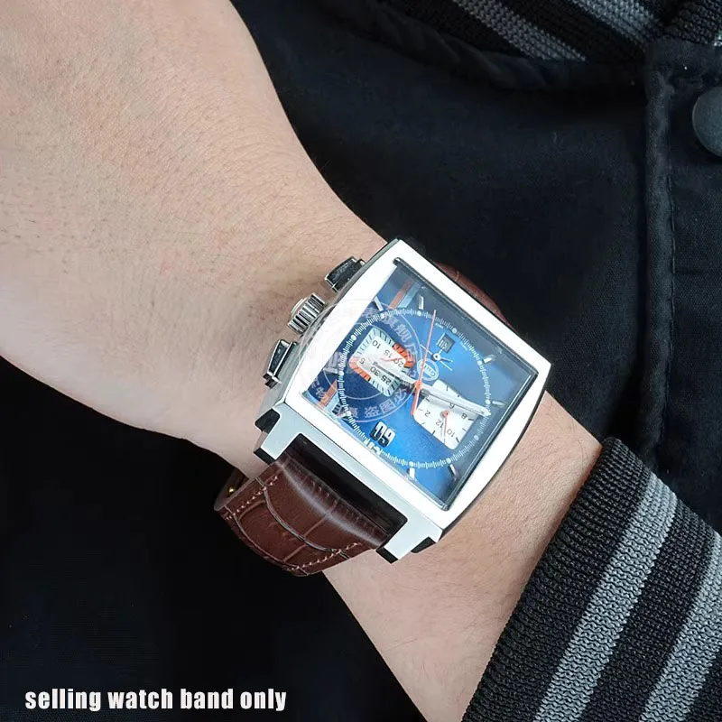 19 20 22 มม.สีดําสีฟ้าสีน้ําตาล Cowhide หนังสายนาฬิกาสําหรับ Tag Heuer F1 Monaco ธุรกิจ Watchband พับหัวเข็มขัดสไตล์สร้อยข้อมือ