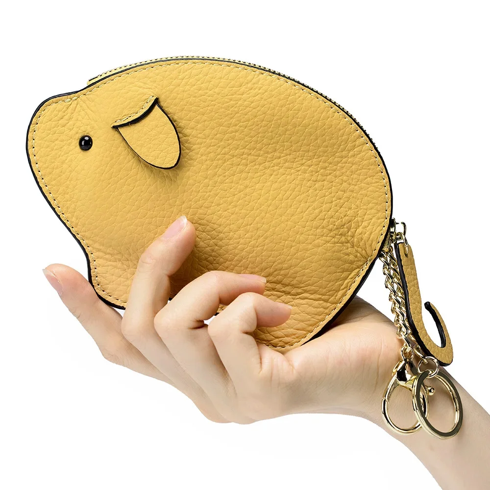 

Genuine Piggy Mini Coin Purse Soft Cow Leather Cute Storage Bag