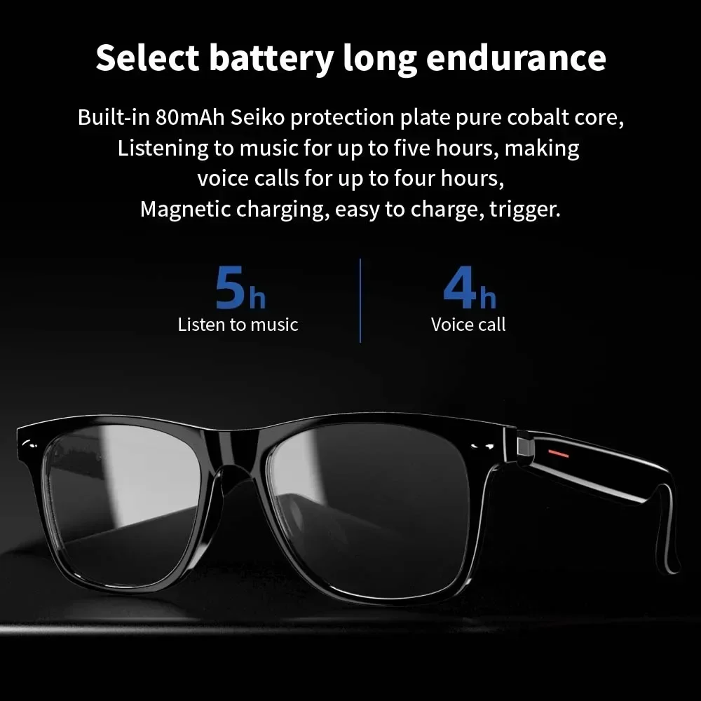 VIKEFON E13 Smart Glasses Blue Light Filtering Polarized Sunglass Lenses  Audio Built-in Mic & Speakers Touch & Voice Assistant