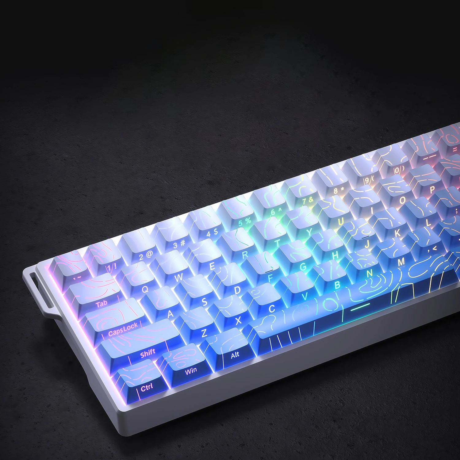 

134 клавиши, колпачки для клавиш с синим контурным боковым принтом и RGB-подсветкой, колпачки для клавиш Double Shot PBT, вишневый профиль для переключателей MX, механическая клавиатура