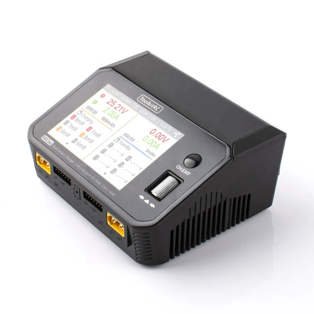 Toolkitrc M6DAC 350W X 2 USB-C 65W AC DC Dual Smart Charger Discharger Battery Balance 15A for 1-6S Lipo Lihv Lion Nimh Pb Cell