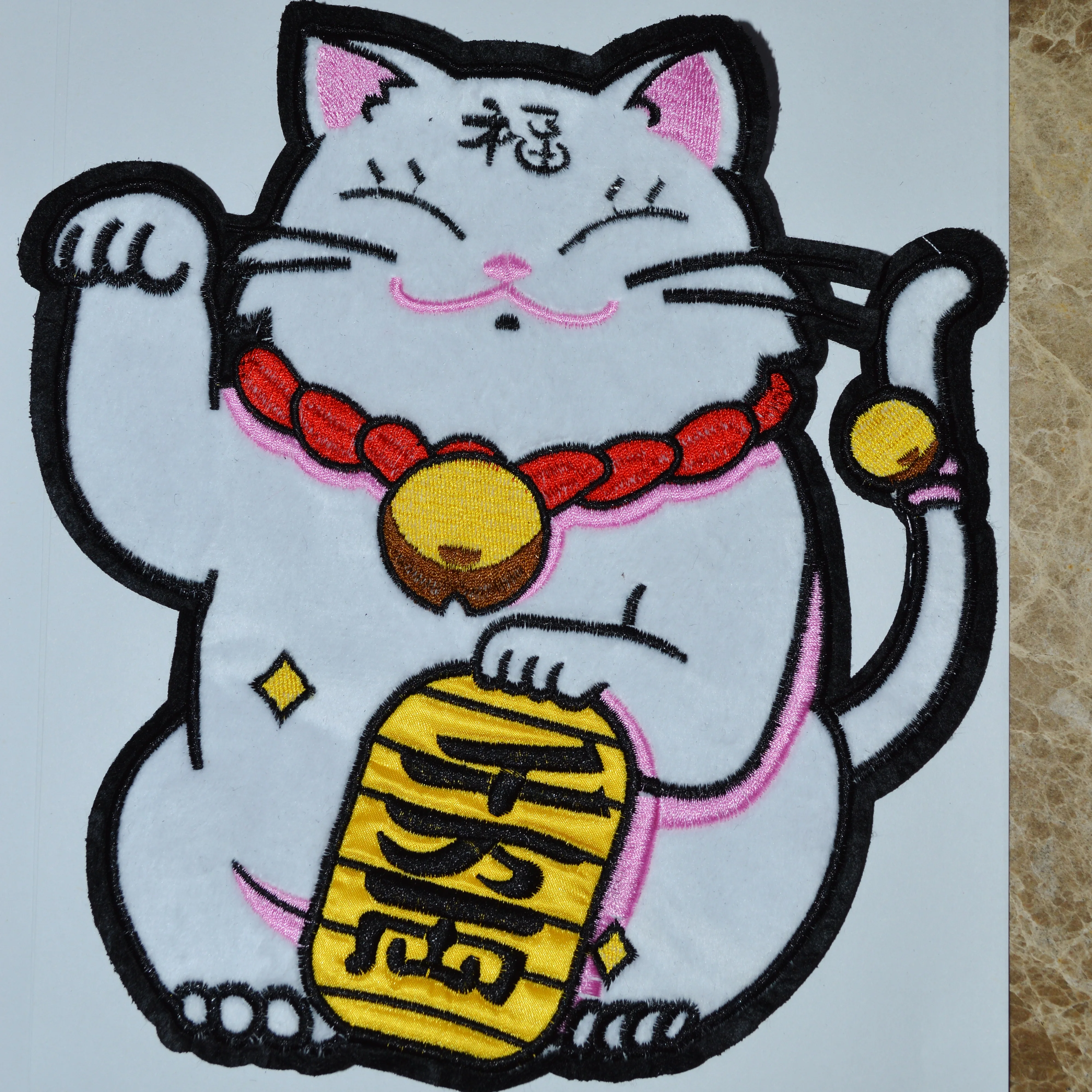 1x BIG 9.2 INCH BIG SIZE MANEKI-NEKO WELCOMING LUCKY FORTUNE CAT EMBROIDERED PATCH SEWING HIPPIE ENCANTO ワッペン