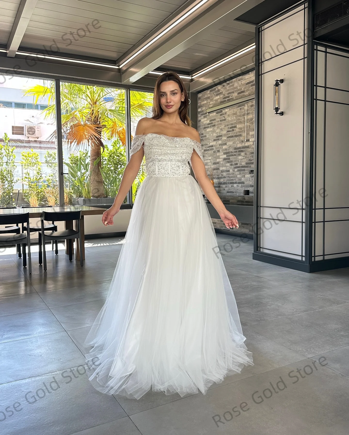 فساتين لحضور الحفلات الموسيقية باللون الأبيض الكلاسيكي للنساء بدون أكتاف ترتر فيستدوس دي غالا لعام 2025 ثنيات مخصصة للفتيات فساتين سهرة من التل #2