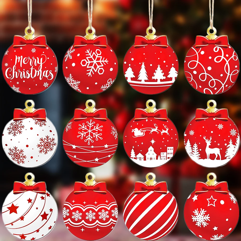 

Merry Christmas Wooden Round Baubles Tags Xmas Tree Balls Pendants Decoration DIY Craft Ornaments New Year Navidad Home Decor