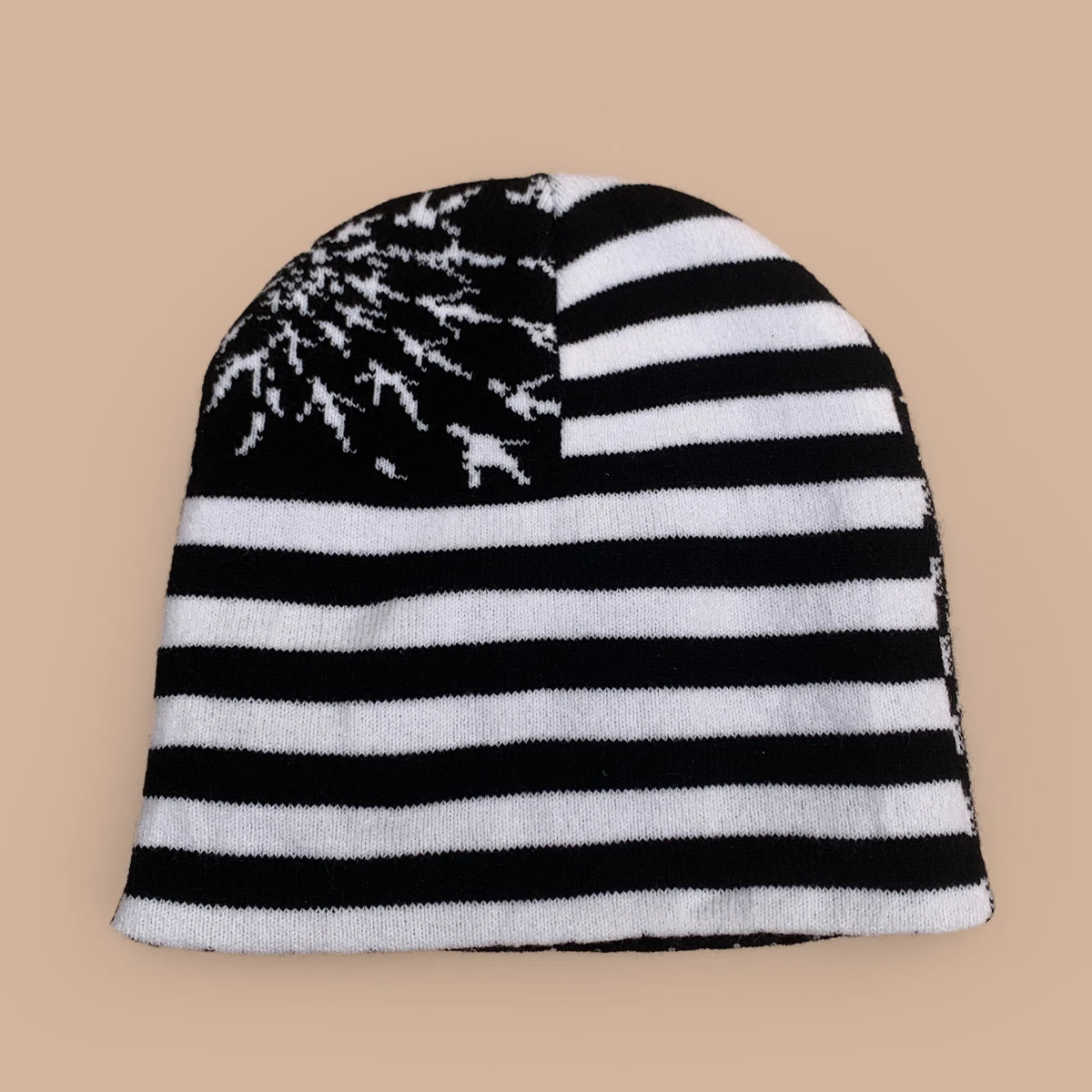 Niche American Retro Jacquard Flag Striped Knitted Hats New Men Women Warm Color Block Versatile Personal Fashion Casual Beanies 6