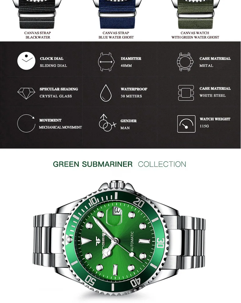 Original Luxury Brand Watch For Men Automatic mechanical watches 40MM Ceramic Bezel Luminous Sapphire Waterproof Male Clock 9001