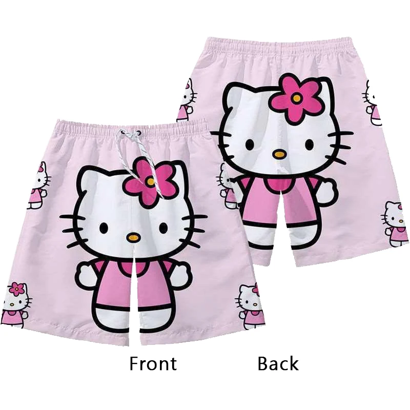 

Костюм Hello Kitty Sanrio Kawaii с коротким рукавом, мультяшный милый свободный домашний костюм для отдыха, Милые Удобные Мягкие штаны, 2 шт., Аниме подарок для девушки