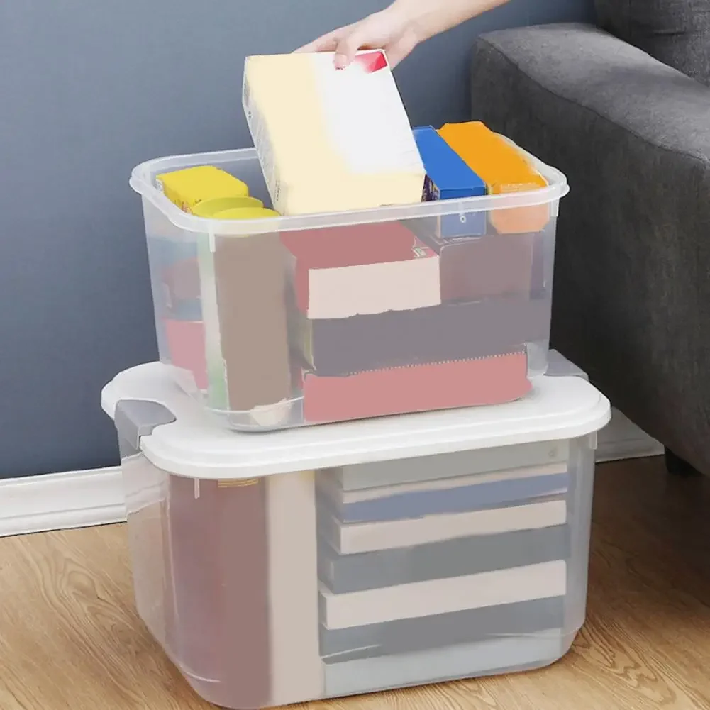 Large capacity storage box with detachable cover, transparent decentralized storage box, home storage box