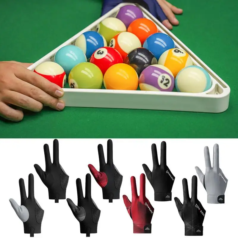 Billiards Glove Left Right Hand 3 Finger Snooker Billiard Glove Non Slip Stickers Elastic Billiard Training Gloves Accessories