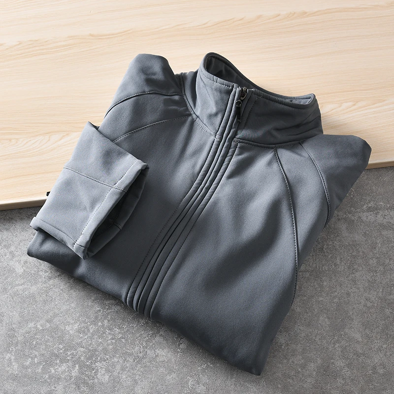 

Outdoor Windproof Waterproof Fleece Lined Casual Stand Collar Soft Jacket Men's Spring Autumn Fashion Urban Style Zippe...
