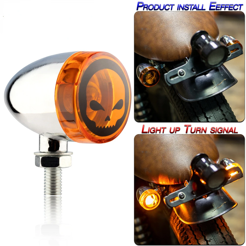 Bullet Arrow Skull Metal Turn signal Light indicator For Harley Cruise flasher Lamp Blinker Flasher Intermitentes Frecce Moto - view 5