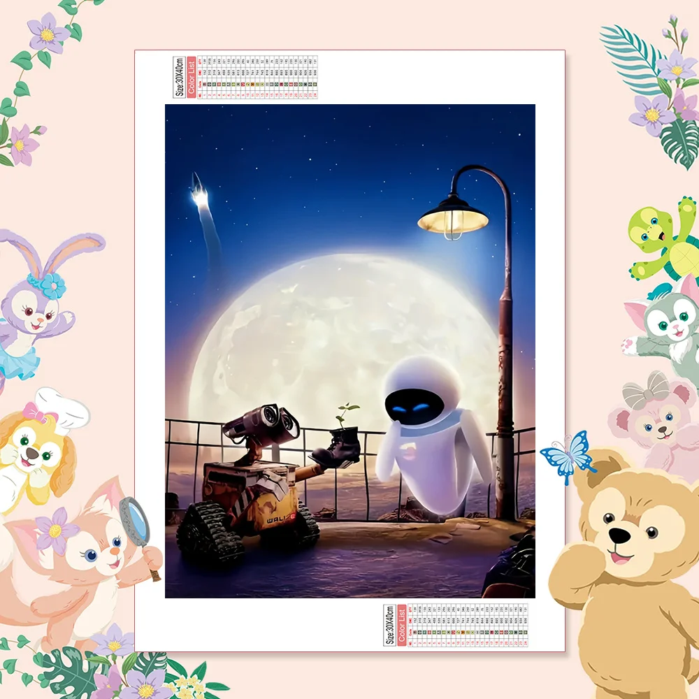 

Disney DIY Cartoon Diamond Painting Walle Mosaic Needlework Eve Moon Embroidery Full Display Christmas Stickers Home Decorations