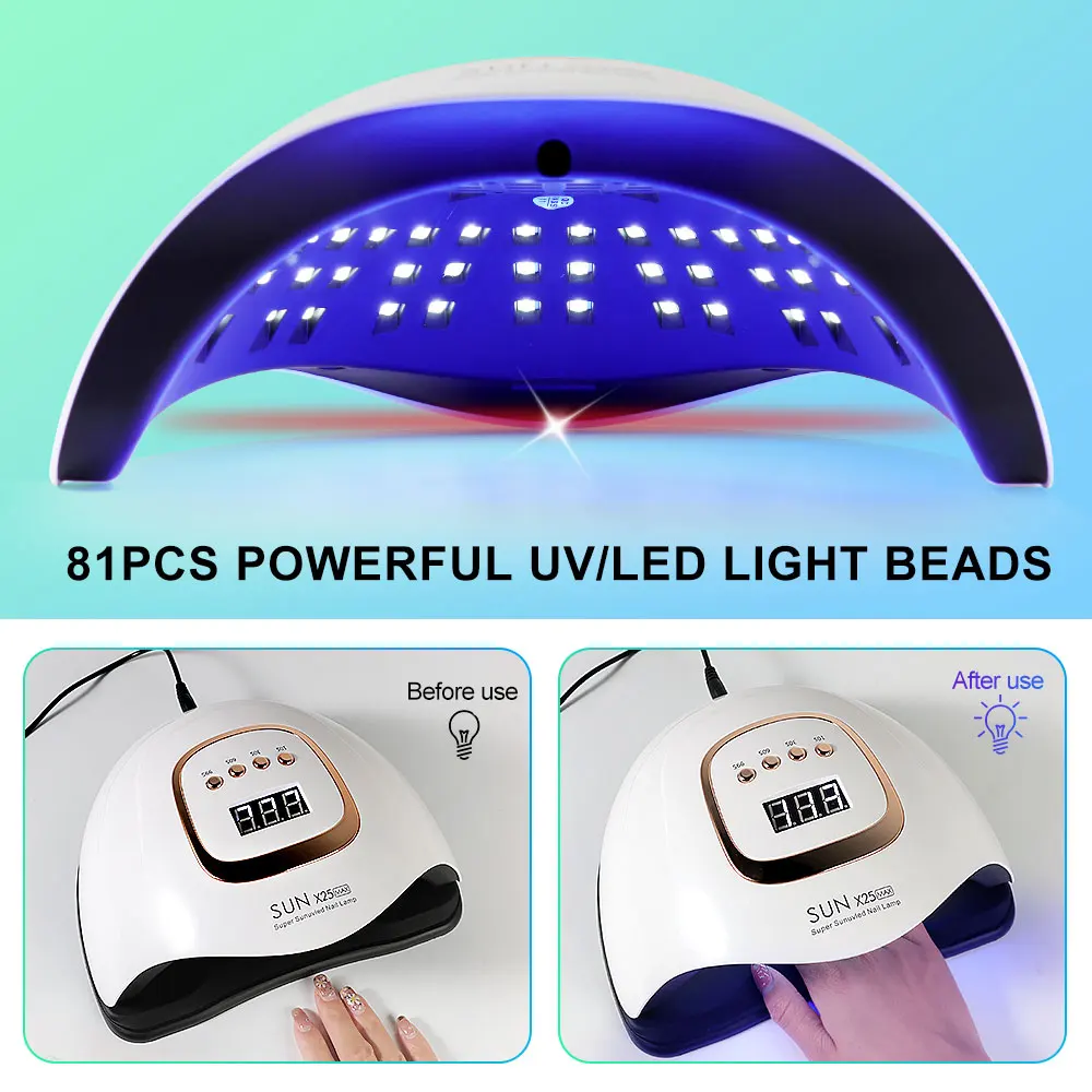 SUN X25MAX 81LED lampe UV pour séchage des ongles durcissement rapide tout le vernis à ongles Gel professionnel puissant sèche-lumière UV Salon de manucure