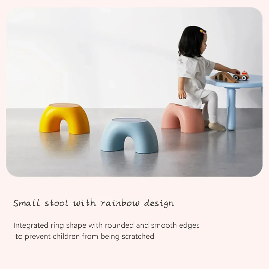 Stool Plastic Rainbow Shape Footstool Safety Kids Step Stool Seat For Living Room Indoor Furniture Children\'S Stool Toy