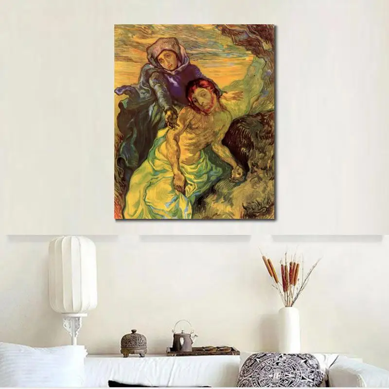 Modern Canvas Art Home Office Decor Handmade Vincent Van Gogh Portrait Painting Pieta Modern Famous Artwork Personalized Gift