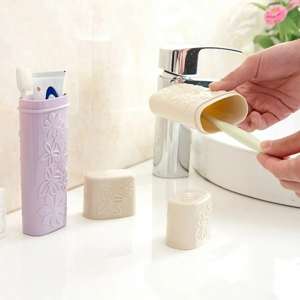 Portable Toothbrush Toothpaste Storage Box Holder Cup Wash Toothbrush Organizer Outdoor Travel Bathroom Products Supplier