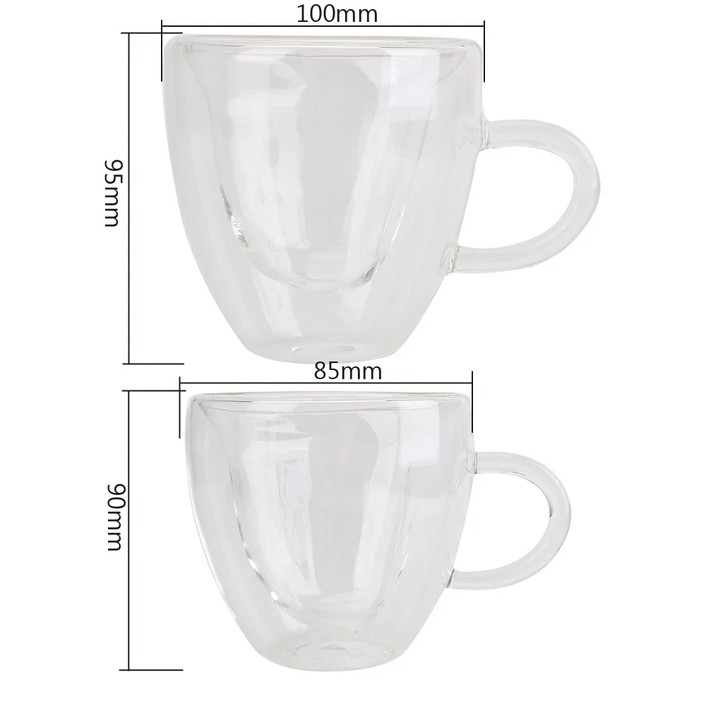 180ml/240ml Heart Love Shaped Tea Cup Coffee Mug Double Wall Glass Beer Juice Cups Gift Heat-Resisting Drinkware