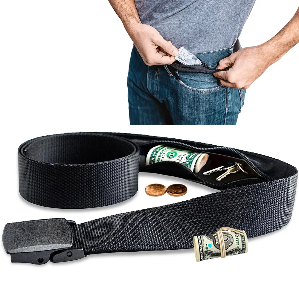 

New Home Solid Hidden Belt Anti Theft Cash Storage Waist Bag for Men and Women Portable Hidden Money Belt Wallet Smooth Zipper