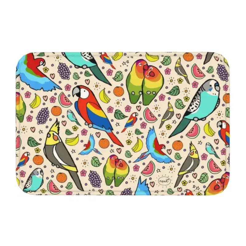 Funny Parrots Front Door Floor Entrance Mat Outdoor Budgie Cockatiel Bird Bath Kitchen Doormat Balcony Bedroom Carpet Rug