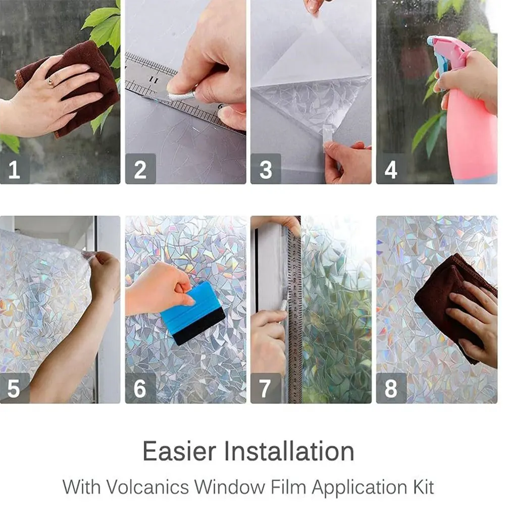 PVC/PET Self-adhesive No Glue Static Stick 3D Adsorption Window Film Anti-UV Stickers Privacy Blocking Waterproof Decorations