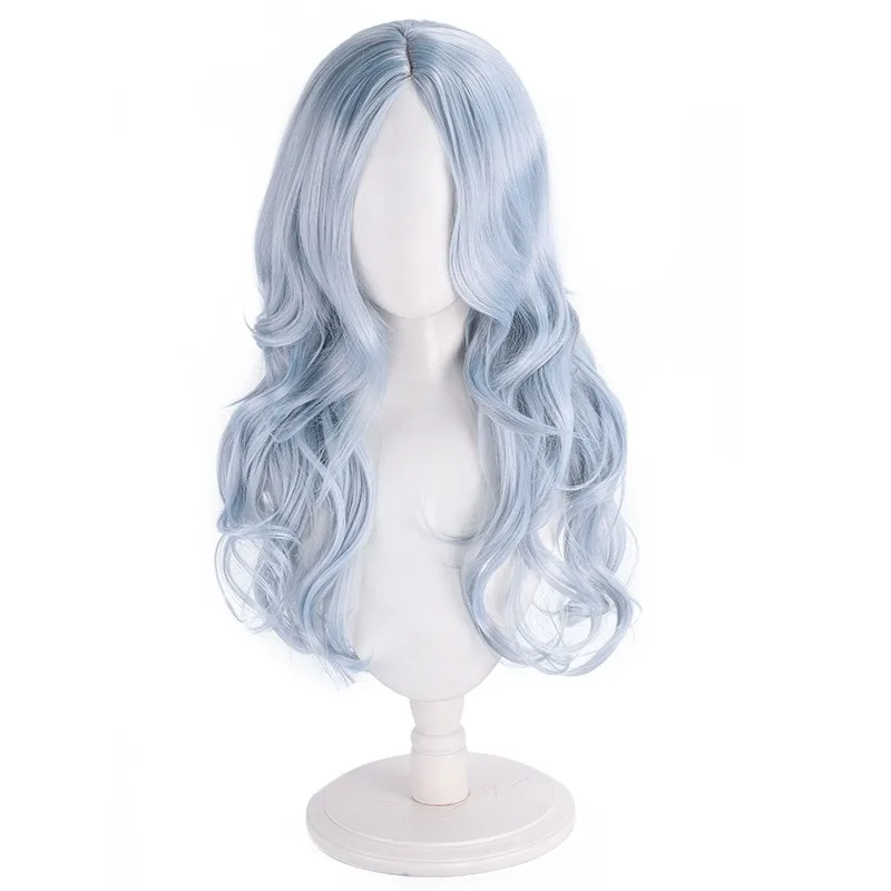 Eri Cos Wig Anime My Hero Academia Role Modeling Slate Blue Long Hair Halloween Role Play Headwear Long Curly Hair Headgear