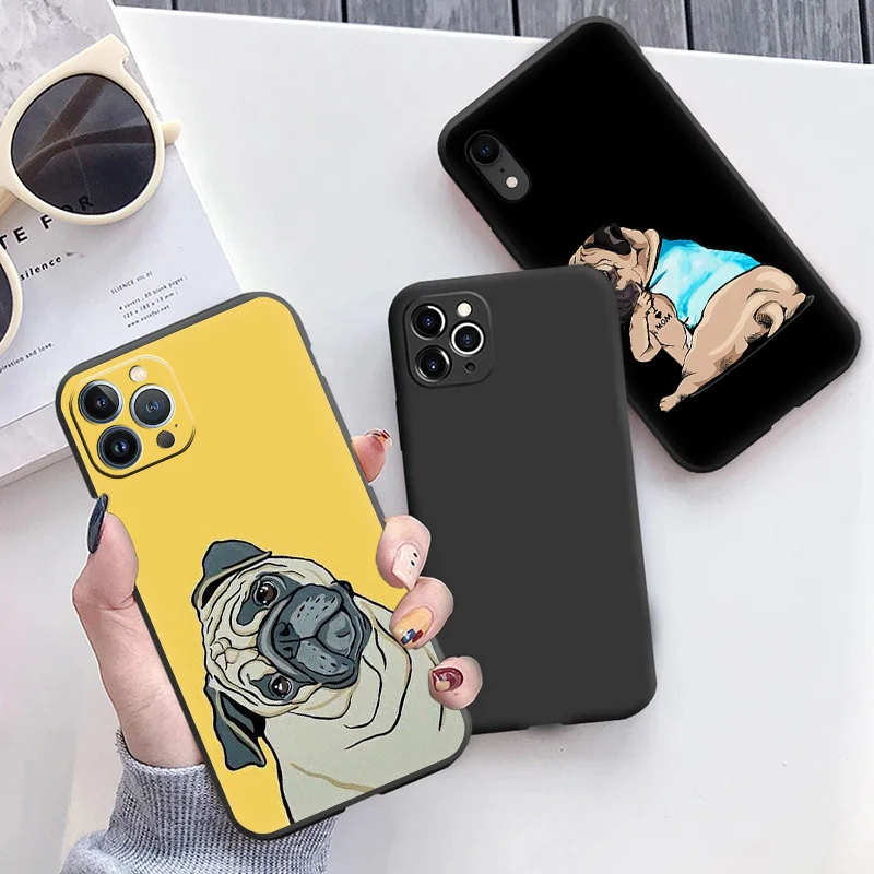 Phone Cases For iphone 15Pro XS Max 11 12 13 14 Pro 7 8 15 Plus Mini SE X XR Cute French English Bulldog Camera Protective Cover