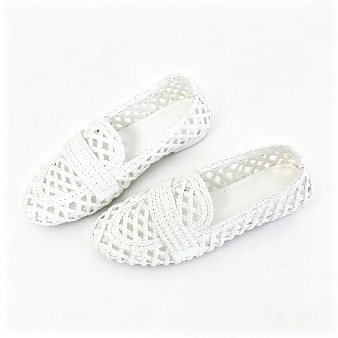 Chaussures à enfiler pour femmes de marque de luxe, tissées à la main, chaussures de ville, minimalistes, polyvalentes, élégantes, avec empeigne tissée G47049