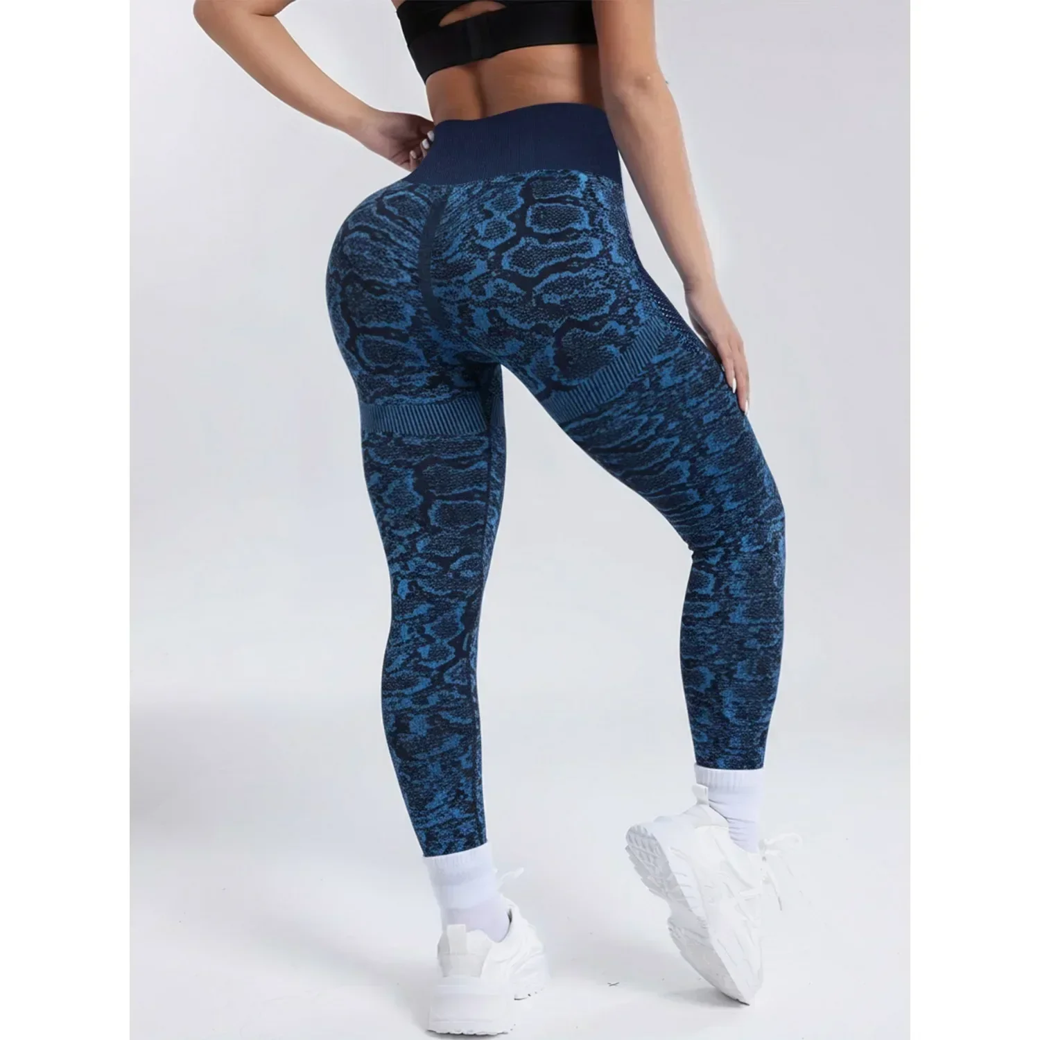 Pantalones de Yoga de malla con estampado de serpiente sin costuras para mujer, pantalones deportivos sexys de cintura alta para levantamiento de cadera, mallas deportivas para ejercicio y Fitness