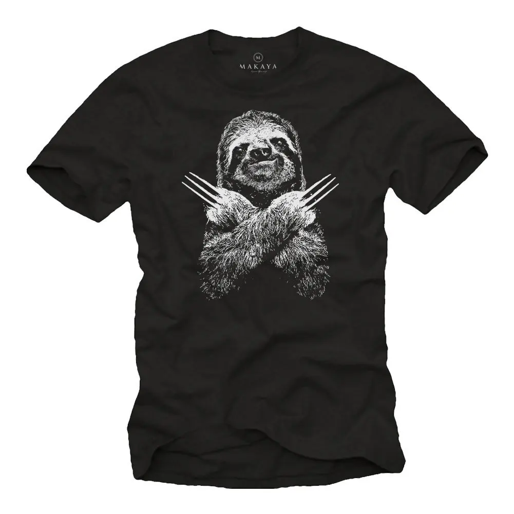 Makaya Funny Animal T Shirt For Men Cool Sloth Black S Xxxxxl