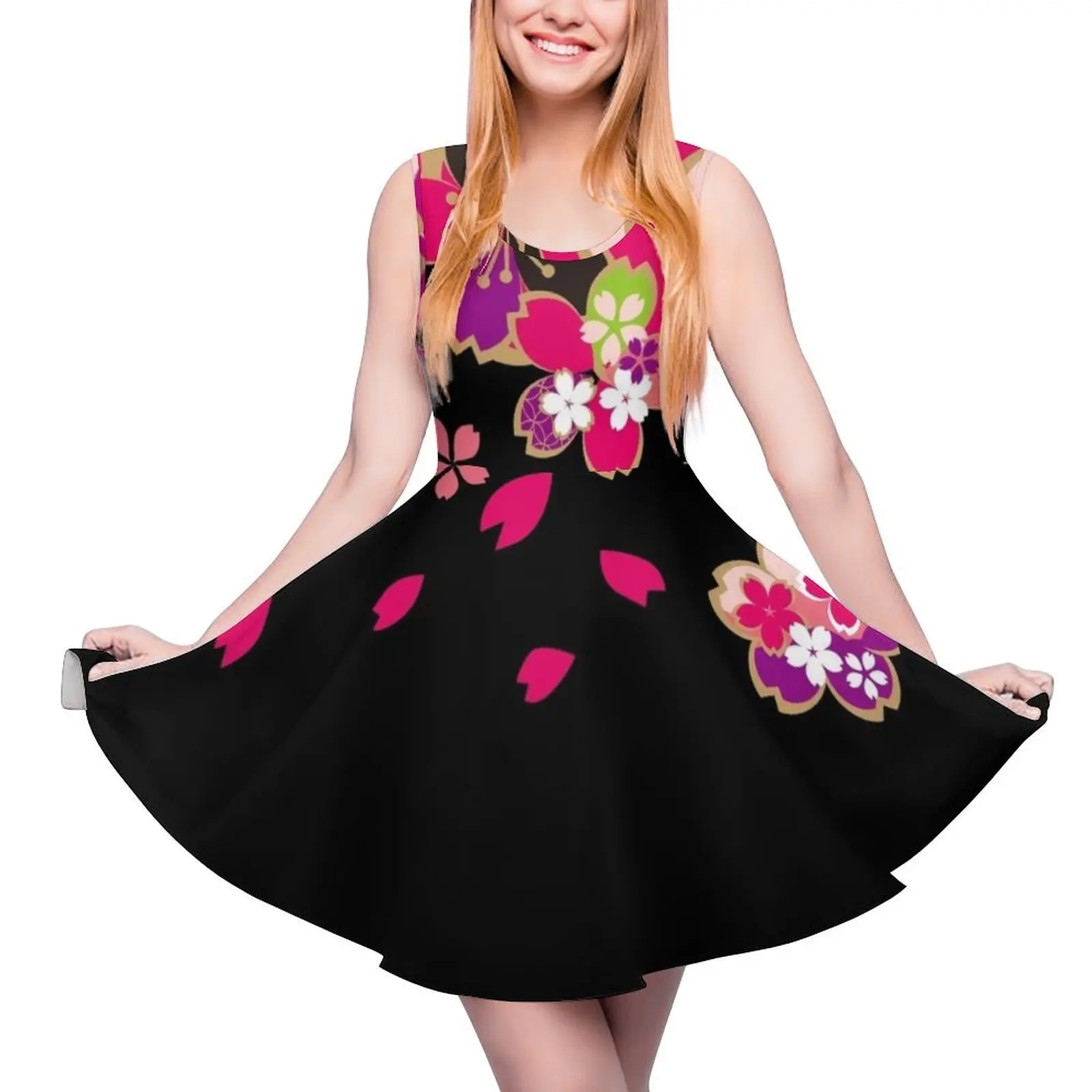 

Beautiful cherry blossoms of Japan　3 Sleeveless Dress summer women"s dress 2024 african dresses for woman