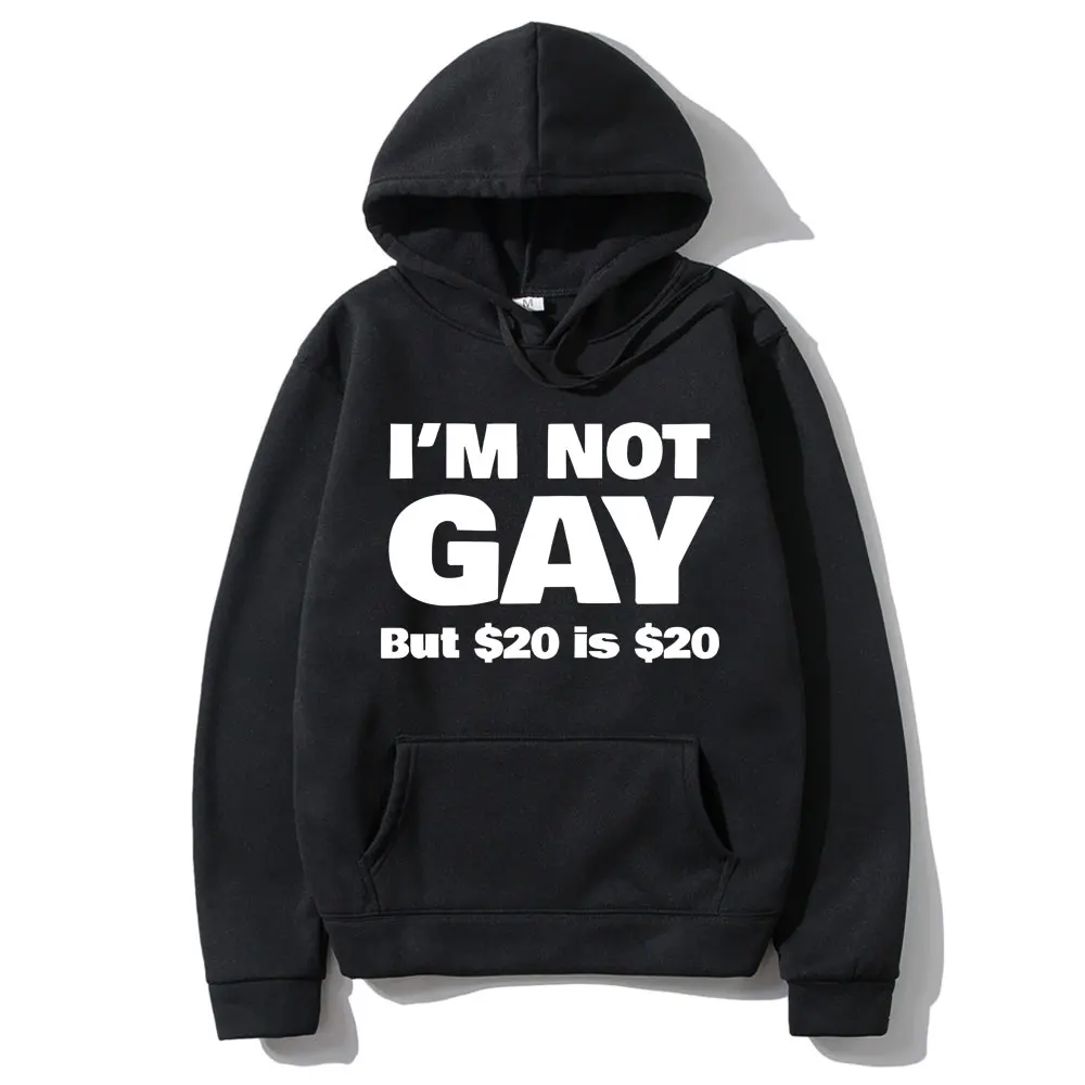 

I'm Not Gay But 20 Is 20 Funny Meme Hoodie Men Women Casual Fleece Cotton Vintage Sweatshirt Men's Y2k Harajuku Style Pullovers